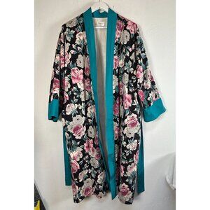 Isadora by Aristeo Womens Floral Kimono Robe Black Red Blue Belted Soft Lounge